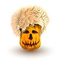 Halloween pumpkin in Caucasian sheepskin hat