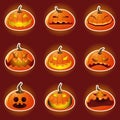 Halloween Pumpkin Character Emoticon Icons