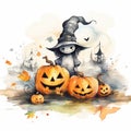 Halloween Pumpkin Clouds Illustration Background Royalty Free Stock Photo