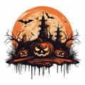 Halloween Pumpkin Clouds Illustration Background Royalty Free Stock Photo