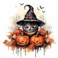 Halloween Pumpkin Clouds Illustration Background Royalty Free Stock Photo