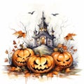 Halloween Pumpkin Clouds Illustration Background Royalty Free Stock Photo
