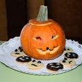 Halloween pumpkin and cookies