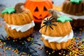Halloween pumpkin cupcake - funny sweet treats for kids