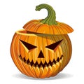 Halloween Pumpkin with Cut Out Eyes. Happy Halloween Holiday. Orange Pumpkin with Smile. Jack Lantern Attribute of All Saints Day