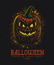 Halloween pumpkin, dark vector illustration