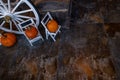 Halloween pumpkin decoration, festive orange pumpkins