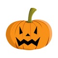 Halloween pumpkin design with orange color. Halloween pumpkin lantern design with scary devil eyes on a white background.