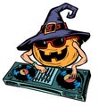 Halloween pumpkin DJ character. isolate on white background