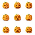 Halloween Pumpkin Emoticons Set Royalty Free Stock Photo