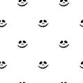 Halloween pumpkin face icon seamless pattern. Scary face isolated on white background. Vector illustration, flat style. Royalty Free Stock Photo