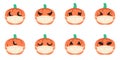 Halloween pumpkin with a face mask flat icons set Royalty Free Stock Photo