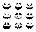 Halloween pumpkin faces icon set. Pumpkin silhouettes smile on white background Royalty Free Stock Photo