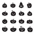 Halloween pumpkin faces. Scary pumpkins bloody with evil smile and eyes