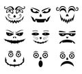 Halloween pumpkin faces set - vector