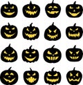 Halloween pumpkin faces set on white. Royalty Free Stock Photo