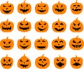 Halloween pumpkin faces set on white. Royalty Free Stock Photo