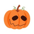 Halloween pumpkin with facial expression . Vector