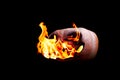 Halloween pumpkin on fire isolated on a black background Royalty Free Stock Photo