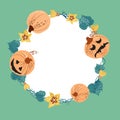 Halloween pumpkin flowers wreath