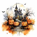 Halloween Pumpkin Forest Background Royalty Free Stock Photo