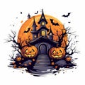 Halloween Pumpkin Forest Background Royalty Free Stock Photo