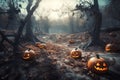 Halloween pumpkin forest. Generate Ai Royalty Free Stock Photo