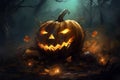 Halloween pumpkin forest. Generate Ai Royalty Free Stock Photo