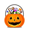 Halloween pumpkin full candy for children
