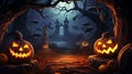 Halloween pumpkin garland glowing in the dark