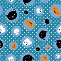 Halloween Pumpkin Ghost Black Cat Star Seamless Pattern