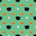 Halloween Pumpkin Ghost Black Cat Star Seamless Pattern