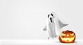 Halloween pumpkin and ghost 3d rendering