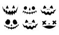 Halloween pumpkin or ghost faces vector set. Spooky pumpkin smile isolated on white background. Royalty Free Stock Photo