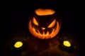 Halloween pumpkin ghost lantern Royalty Free Stock Photo