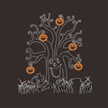 Halloween pumpkin ghost tree Royalty Free Stock Photo