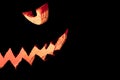 Halloween pumpkin half face smile hot burning fire eyes mouth