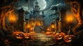 Halloween Pumpkin Haunted Mansion House Spooky Ghost Trick Or Treat Jack O Lantern