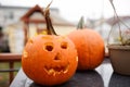 Halloween pumpkin head jack lantern. Carving Royalty Free Stock Photo