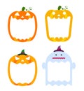 Halloween pumpkin head jack o lantern illustration mouth open set Royalty Free Stock Photo