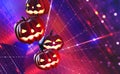 Halloween. Pumpkin head in neon and fluorescent light Royalty Free Stock Photo