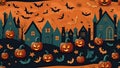 halloween. pumpkin and house halloween. wallpaper desktop. 9:16 bats. halloween design background wallpaper 3d pumpkin