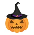 Halloween pumpkin icon flat style. Isolated on white background. Vector illustration. Royalty Free Stock Photo