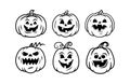 Halloween pumpkin icon set, Jack O Lantern icons, Halloween pumpkin faces. Vector illustration Royalty Free Stock Photo