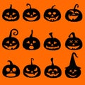 Halloween pumpkin icons, postcard