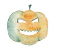 Halloween Pumpkin isolated on white background. Watercolor illustration. Royalty Free Stock Photo