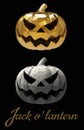 Halloween pumpkin jack lantern in different styles material on d Royalty Free Stock Photo