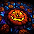 Halloween Pumpkin JackâO Lantern Stained Glass Window Illustration Background