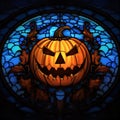 Halloween Pumpkin JackâO Lantern Stained Glass Window Illustration Background