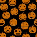 Halloween, pumpkin Jack smile silhouette seamless pattern, background Royalty Free Stock Photo